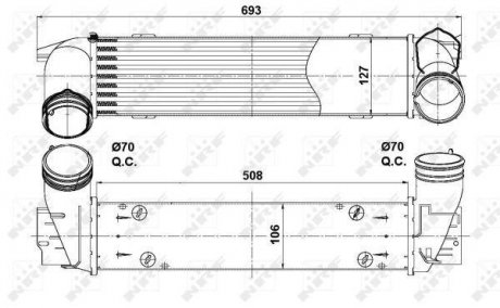 Радиатор інтеркулера BMW (E90/E92/E91)/X1 (E84) 2.0D/3.0D 06-15 M57/N47 NRF 30386 (фото 1)
