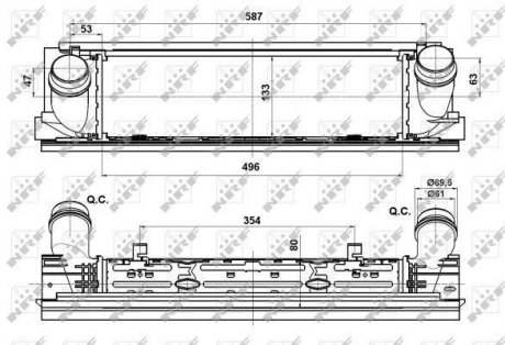 Радіатор інтеркулера BMW 3 (F30/F80/F34/F31)/4 (F33/F83/F32/F82/F36) 1.5D-2.0D N13/N20/N47 11- NRF 30482 (фото 1)