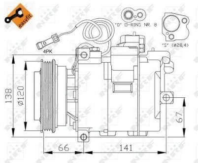 Компресор кондиціонера Audi A4/A6/Skoda Superb/VW Passat 1.6-2.0D 94- NRF 32104 (фото 1)