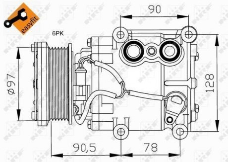 Компресор кондиціонера Ford Fiesta IV-VFocus I/Transit 1.3-1.8 93-13 NRF 32199 (фото 1)