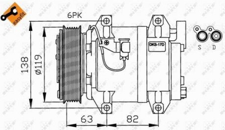 Компресор кондиціонера Volvo S60 I/S80 I/XC70 I/XC90 I 2.0-3.0 98-14 NRF 32211 (фото 1)