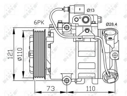 Компрессор кондиціонера Audi A2/Seat Ibiza/Cordoba/Skoda Fabia/Roomster/VW Golf 1.0-2.0 99- NRF 32225 (фото 1)