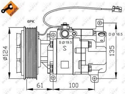 Компресор кондиціонера MAZDA 3 1.6 04- (вир-во) NRF 32233 (фото 1)