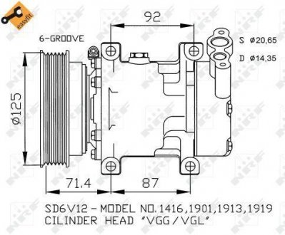 Компрессор кондиціонера Renault Kangoo 1.4/1.5dCi 97- NRF 32259 (фото 1)