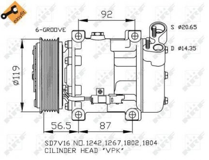 Компресор кондиціонера Citroen C4/C5/Berlingo/Peugeot 308/406/508/Partner 1.6-2.0 98- NRF 32270 (фото 1)