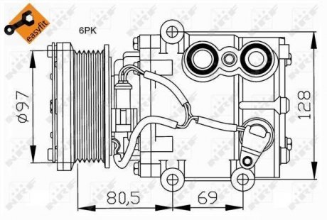 Компрессор кондиціонера Ford Fieta IV-V/Fusion 1.2-1.8 00-12 NRF 32401 (фото 1)