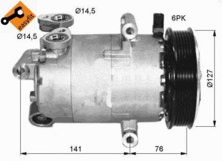 Компресор кондиціонера Citroen Jumper/Fiat Ducato/Ford Transit/Peugeot Boxer 2.2D 06- NRF 32411 (фото 1)