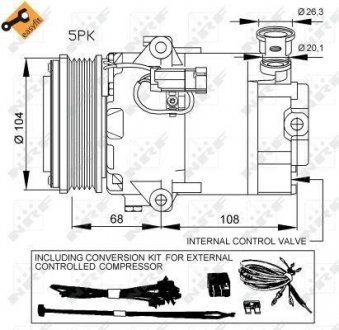 Компрессор кондиціонера Opel Astra H/Zafira 1.4-2.0 04- NRF 32429 (фото 1)