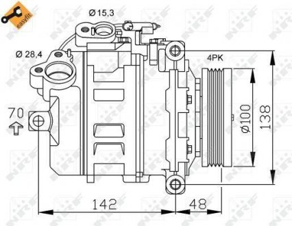 Компресор кондиціонера BMW 5 (E60/E61)/7 (E65/E66/E67) 2.0-3.0D 01-10 NRF 32433 (фото 1)