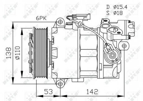Компрессор кондиціонера BMW 3 (E90)/X1 (E84) 1.6/2.0 N45/N46 05-15 NRF 32463 (фото 1)