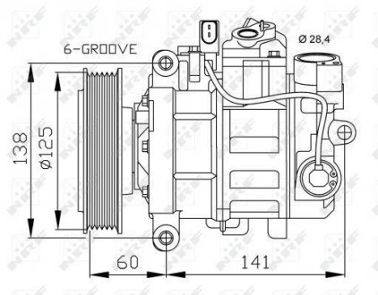 Компресор кондиціонера Audi A4/A5/A6/Q5 2.4-3.2 04-17 NRF 32512 (фото 1)