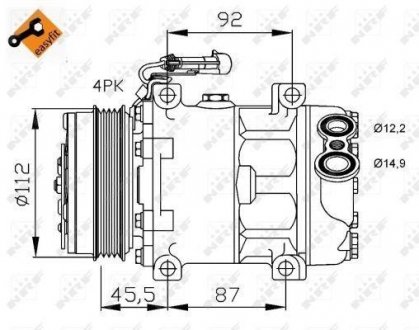 Компрессор кондиціонера Fiat Ducato 2.3/3.0JTD 02-/Peugeot Boxer/Citroen Jumper 2.2/3.0HDi 06- NRF 32701 (фото 1)