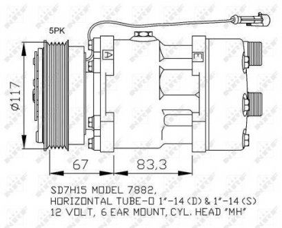 Компрессор кондиціонера Citroen Jumper/Fiat Ducato/Peugeot Boxer 2.5D/TD/TDI 94-02/2.8HDI 00- NRF 32779 (фото 1)