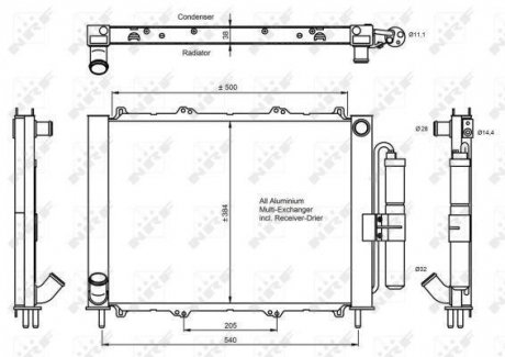 Радиатор кондиціонера Renault Kangoo 1.5 dCi 05- NRF 350058 (фото 1)