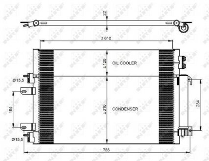 Радіатор кондиціонера Jeep Compass/Patriot 2.0/2.4 06- NRF 350086 (фото 1)