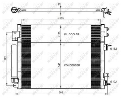 Радіатор кондиціонера (з осушувачем) Chrysler 300C 3.0-6.4 11- NRF 350088 (фото 1)