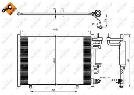 Радіатор кондиціонера (з осушувачем) Ford Fiesta 1.2-1.6 08- NRF 350205 (фото 1)