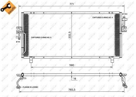 Радіатор кондиціонера Nissan Primera 1.6 16V-2.0 16V/2.0TD 96-02 NRF 35195 (фото 1)