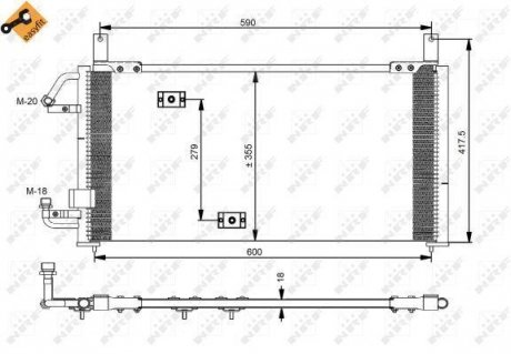 Радиатор кондиционера DAEWOO Espero 93- (пр-во) NRF 35197 (фото 1)