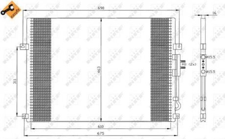 Конденсатор кондиционера JEEP Grand Cherokee 2.7D 99- (пр-во) NRF 35275 (фото 1)