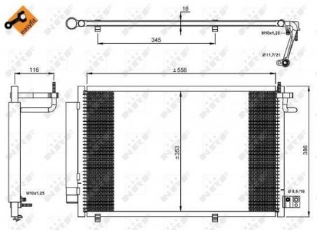 Радіатор кондиціонера (з осушувачем) Ford Fiesta 1.25-1.6 08- NRF 35903 (фото 1)