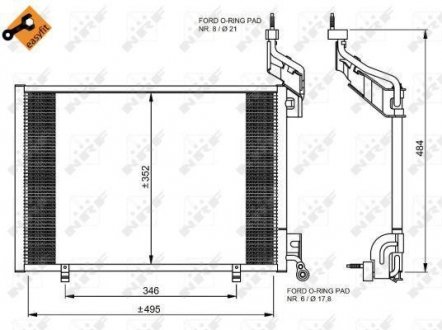 Радиатор кондиціонера Ford Fiesta VI 1.6D 08- NRF 35976 (фото 1)