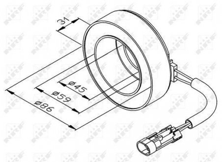 Котушка шківа компресора кондиціонера Opel Astra G/Combo 98- NRF 38475 (фото 1)