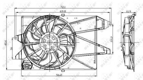 Вентилятор радіатора Ford Mondeo III 1.8/2.0 00-07 (з дифузором) NRF 47005 (фото 1)