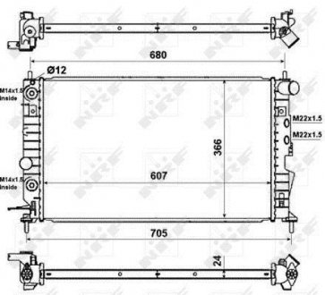 Радіатор охолодження Opel Vectra A/B 1.6-2.2 i/DTI 95-03 NRF 50219 (фото 1)