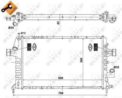 Радиатор охолодження OPEL ASTRA G (98-) 1.7 TD (вир-во) NRF 506616 (фото 1)