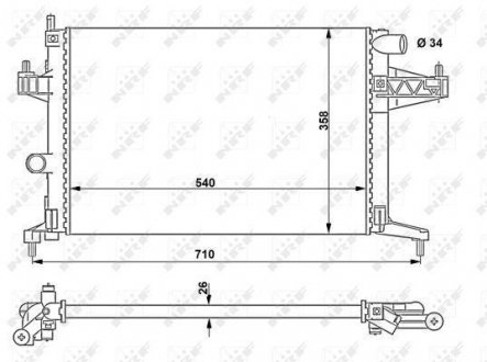 Радіатор охолодження двигуна OPEL Combo 01- (вир-во) NRF 519596 (фото 1)