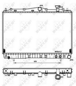Радіатор охолодження Hyundai Sonata 2.0-3.0 91-98 (400x682x25) NRF 53259 (фото 1)