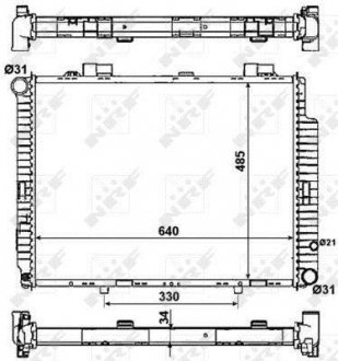 Радиатор охолодження MB E-class (W210) 2.0-2.2 CDI 98-03 (OM611/M111) NRF 53784 (фото 1)