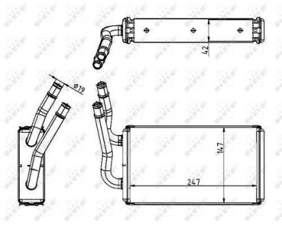 Радіатор пічки Ford Transit 2.0D-3.0D 00-14 NRF 54228 (фото 1)