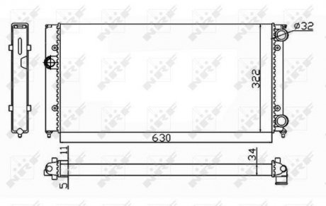 Радиатор охолодження двигуна SEAT Cordoba 93- (вир-во) NRF 54664 (фото 1)