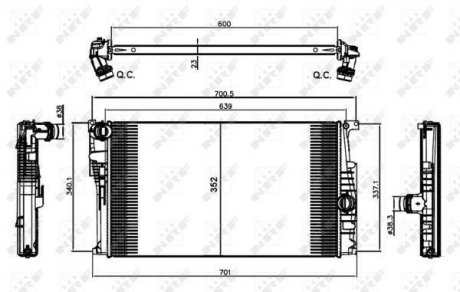 Радіатор охолодження BMW 3 (F30)/1 (F20/F21) 12-18 (N47/B47/N13) NRF 58410 (фото 1)