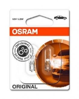 Лампа допоміжн. освітлення W1.2w 12v 1.2w W2x4.6d (2 шт) blister (вир-во) OSRAM 2721-02B (фото 1)