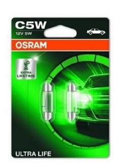 Лампа допоміжн. освітлення C5W 12V 5W SV8.5-8.5 Ultra Life blister (вир-во) OSRAM 6418ULT-02B (фото 1)