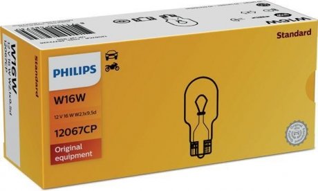 Лампа розжарювання W16W12V 16W W 2,1X9,5d (вир-во) PHILIPS 12067CP (фото 1)