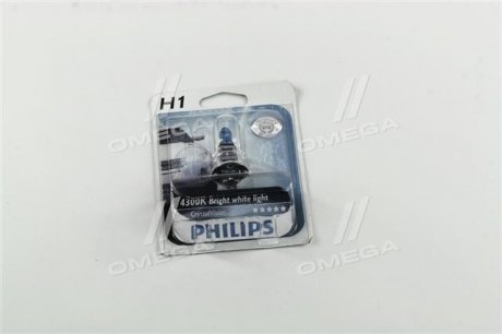 Лампа розжарювання H1 12V 55W P14,5s Cristal Vision 1шт blister 4300K (вир-во) PHILIPS 12258CVB1 (фото 1)