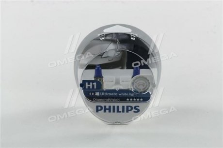 Лампа розжарювання H1 12V 55W P14,5s Diamond Vision 5000K (вир-во) PHILIPS 12258DVS2 (фото 1)