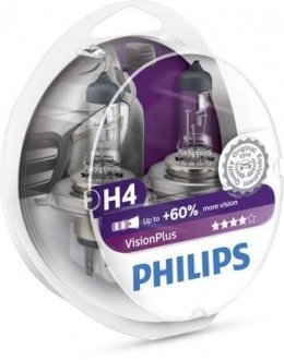 Лампа розжарювання H4VisionPlus12V 60/55W P43t-38 (вир-во) PHILIPS 12342VPS2 (фото 1)