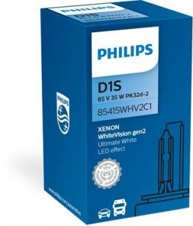 Лампа ксенонова D1S 85V 35W P32d-3 WhiteVision gen2 5000K (вир-во) PHILIPS 85415WHV2C1 (фото 1)