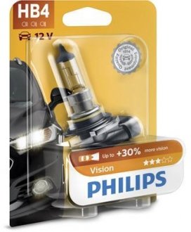 Лампа розжарювання HB4 12V 55W P22d Vision +30 1шт blister (вир-во) PHILIPS 9006PRB1 (фото 1)