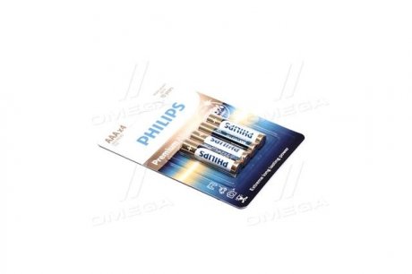 Батарейка LR03/AAA Premium Alkaline Blister 4шт (вир-во) PHILIPS LR03M4B/10 (фото 1)