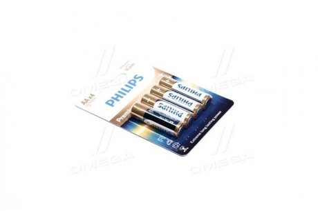 Батарейка LR6/AA Premium Alkaline Blister 4шт (вир-во) PHILIPS LR6M4B/10 (фото 1)