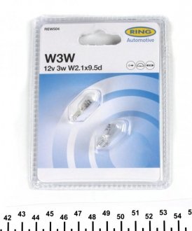 Автолампа W3W 12V 3W W2.1x9.5d Standard (без цоколя) (блістер/2шт.) Ring REW504 (фото 1)