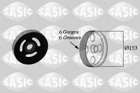 Ременный шкив, коленчатый вал PSA/FORD 1,6HDi (пр-во) SASIC 2150004 (фото 1)