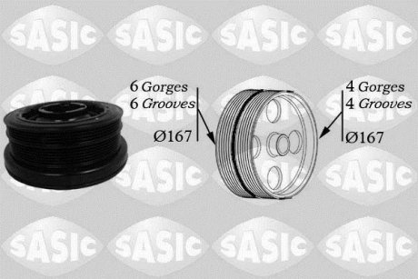 Шкив ремень генератора BMW 3(E46,E90,E91,E92,E93)/5(E60,E61,E63,E64,E65,E66) 2002- (пр-во) SASIC 2156034 (фото 1)