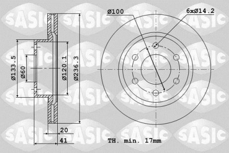 Диск тормозной DAEWOO LANOS R13 передн. (компл. 2 шт.) (пр-во) SASIC 9004380J (фото 1)